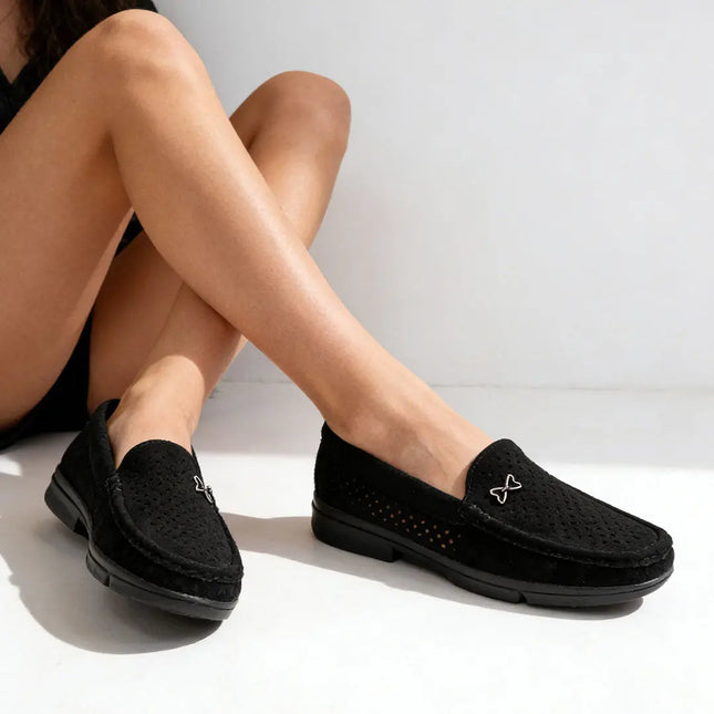 Pantofi casual de dama,Usor,Din piele ecologica,Cu Brant din piele Naturala,P2265,Negru OEM