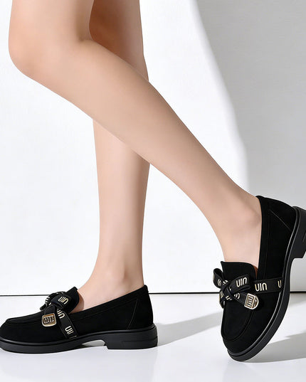 Pantofi casual de dama din piele ecologica intoarsa, P1272 - Negru