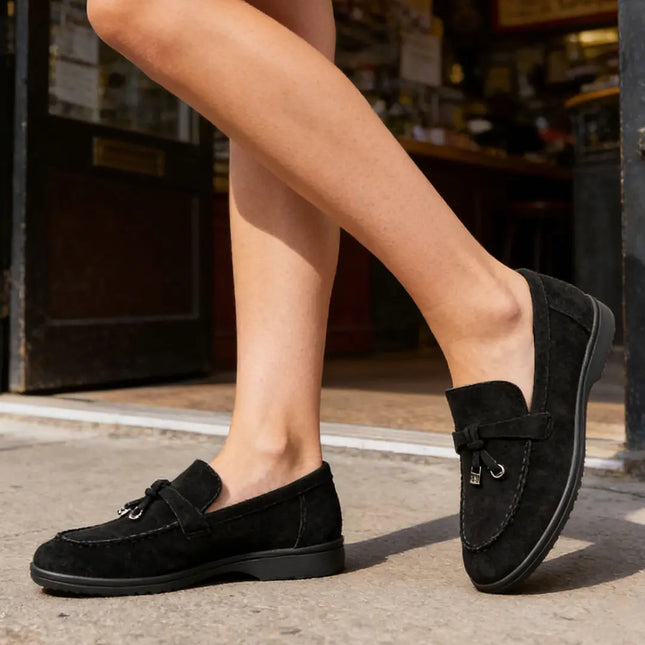 Pantofi casual de dama,Din piele ecologica intoarsa,P1242,Negru OEM
