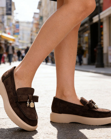 Pantofi casual de dama din piele ecologica, P1251 - Maro