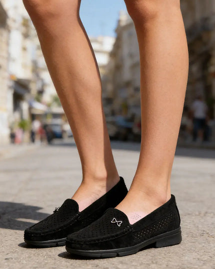 Pantofi casual de dama,Usor,Din piele ecologica,Cu Brant din piele Naturala,P2265,Negru OEM