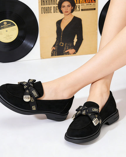 Pantofi casual de dama din piele ecologica intoarsa, P1272 - Negru