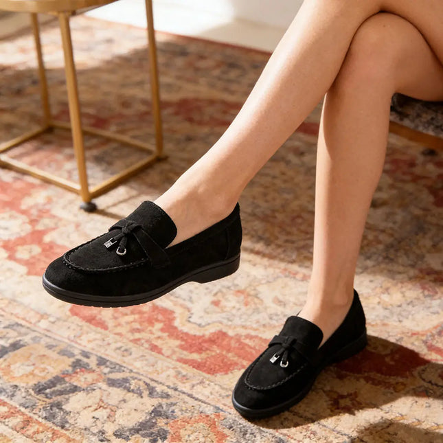 Pantofi casual de dama,Din piele ecologica intoarsa,P1242,Negru OEM