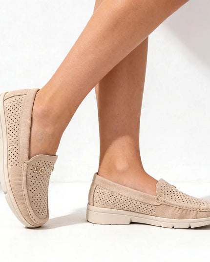 Pantofi casual de dama,Usor,Din piele ecologica,Cu Brant din piele Naturala,P2265,Bej OEM