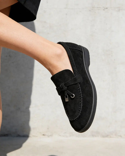 Pantofi casual de dama,Din piele ecologica intoarsa,P1242,Negru OEM