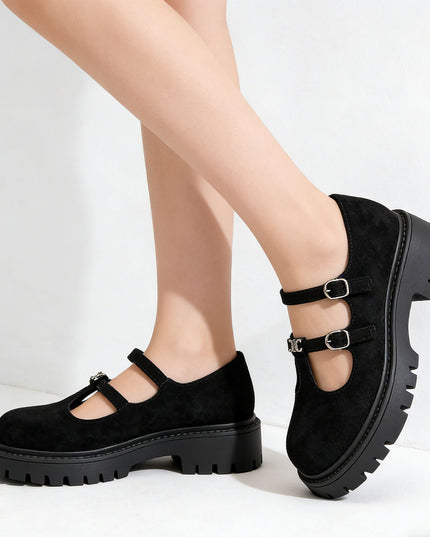 Pantofi casual de dama din piele ecologica intoarsa, P1271 - Negru