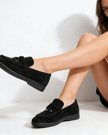 Pantofi casual de dama,Din piele ecologica intoarsa,P1242,Negru OEM