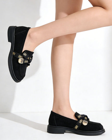 Pantofi casual de dama din piele ecologica intoarsa, P1272 - Negru