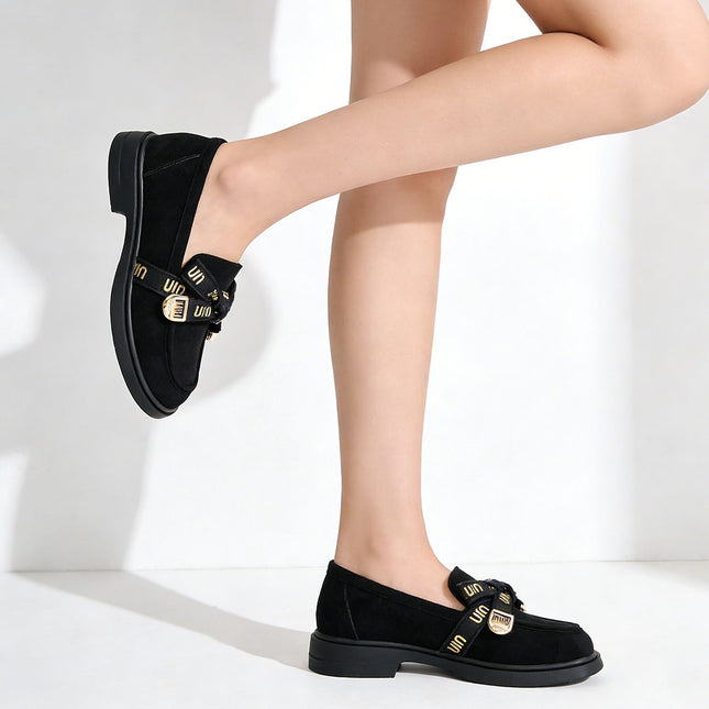 Pantofi casual de dama,Din piele ecologica intoarsa,P1272,Negru