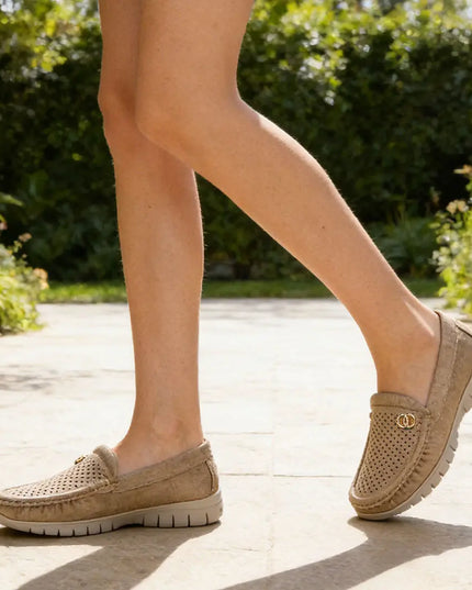 Pantofi casual de dama,Usor,Din piele ecologica,Cu Brant din piele Naturala,P1264,Khaki OEM