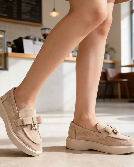 Pantofi casual de dama,Din piele ecologica intoarsa,P1251,Bej OEM