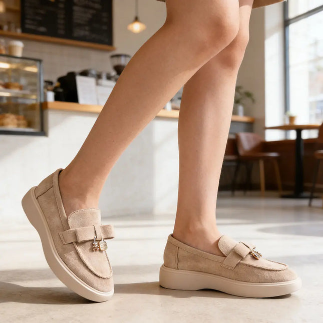 Pantofi casual de dama,Din piele ecologica intoarsa,P1251,Bej OEM