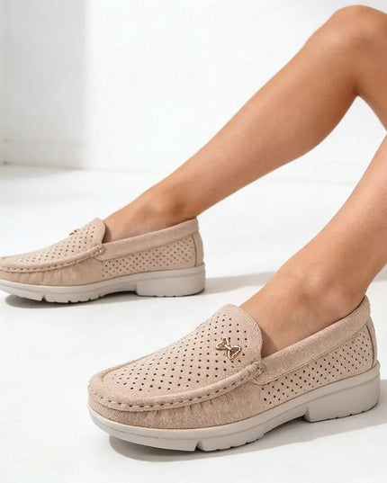Pantofi casual de dama,Usor,Din piele ecologica,Cu Brant din piele Naturala,P2265,Bej OEM