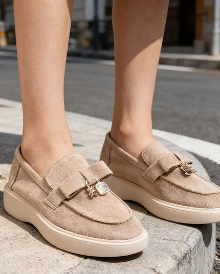 Pantofi casual de dama,Din piele ecologica intoarsa,P1251,Bej OEM