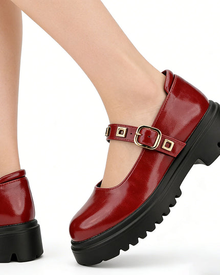 Pantofi casual de dama din piele ecologica, P1285 - Visiniu