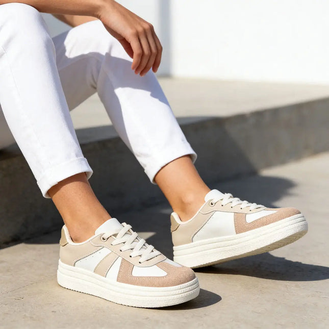 Pantofi sport De dama ,din Piele ecologica,1271,Bej Tmall.ro