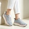 Pantofi sport de dama, 0144, usori, din material textil, Gri cu Roz