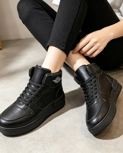 Pantofi sport inalti de dama,D1312,Din Piele ecologica,Negru OEM