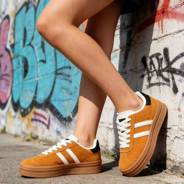 Pantofi sport de dama , din piele ecologica intoarsa,1292,Galben, OEM