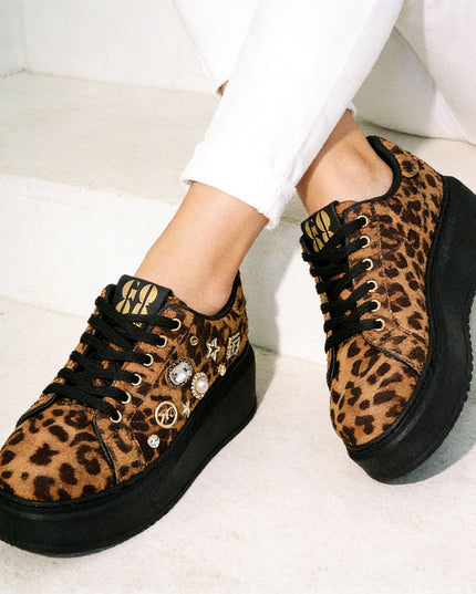 Pantofi Sport De Dama cu Platforma, din piele ecologica, D1442 - Leopard