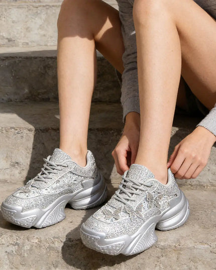 Pantofi sport De dama,Din material Textil intoarsa,D1382,Silver OEM