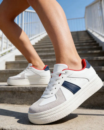 Pantofi sport De dama ,din Piele ecologica,1271,Bej cu Albastru OEM