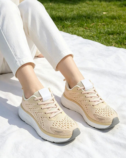 Pantofi sport de dama, 0144, usori, din material textil, Bej OEM