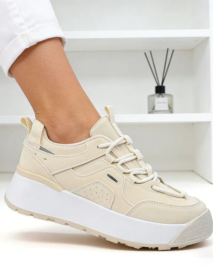 Pantofi sport de dama , Cu Piele ecologica, 1278, Bej OEM