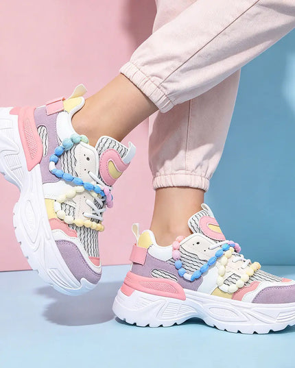 Pantofi Sport De Dama,cu insertii de plasa,D1392,Multicolori OEM