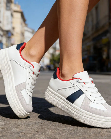 Pantofi sport De dama ,din Piele ecologica,1271,Bej cu Albastru OEM