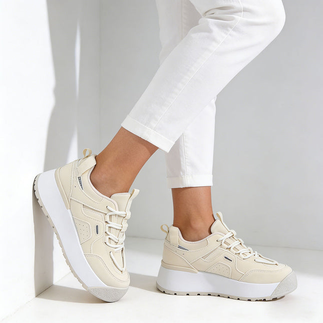 Pantofi sport de dama , Cu Piele ecologica, 1278, Bej