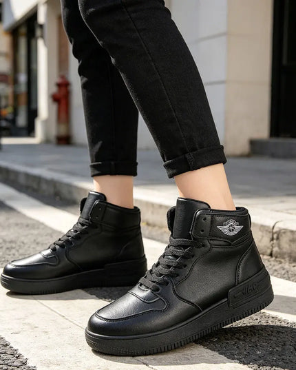 Pantofi sport inalti de dama,D1312,Din Piele ecologica,Negru OEM