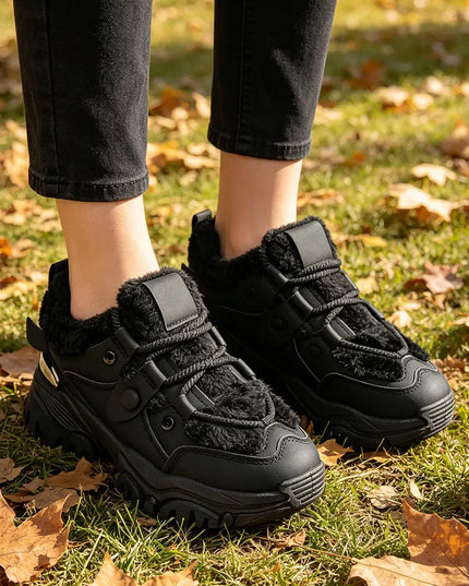 Pantofi sport de dama,Cu interior imblanit,D1453,Negru OEM