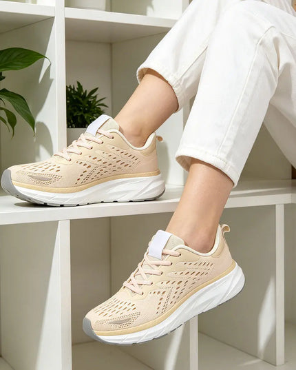 Pantofi sport de dama, 0144, usori, din material textil, Bej OEM