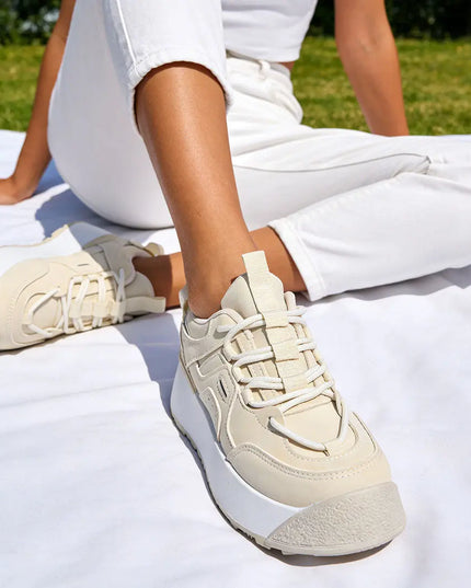 Pantofi sport de dama , Cu Piele ecologica, 1278, Bej OEM
