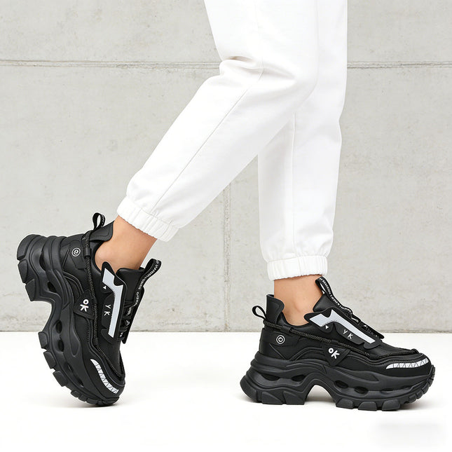 Pantofi sport De dama ,Usori, Cu Piele ecologica, 1277, Negru