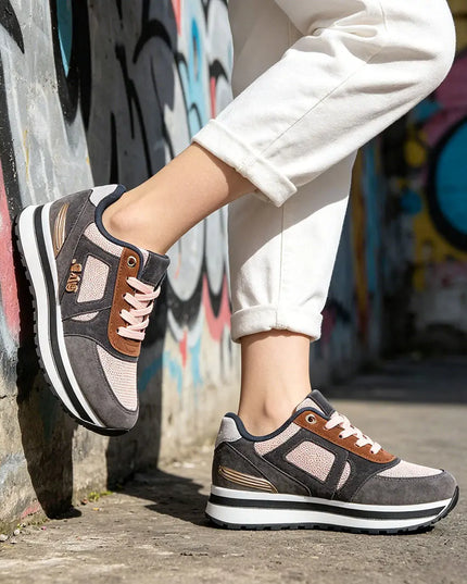 Pantofi sport de dama,D1311,Cu talpa flatform si garnituri din piele ecologica intoarsa,Roz OEM