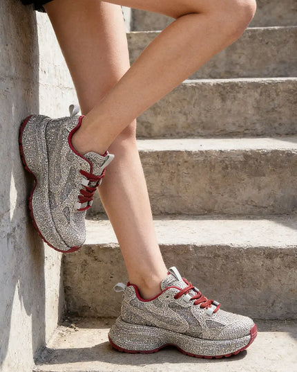 Pantofi Sport De dama,Din piele ecologica intoarsa, Cu Strasuri,D1386,Gan OEM