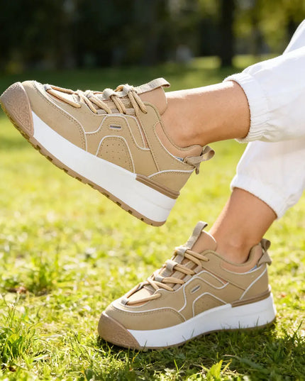 Pantofi sport de dama , Cu Piele ecologica, 1278, Kaki OEM