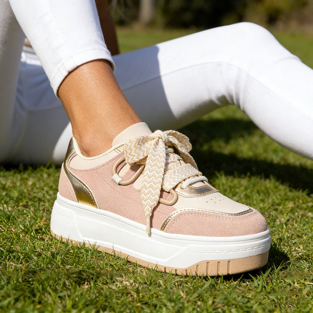 Pantofi sport de dama , Cu Piele ecologica intoarsa, 1282,Bej,