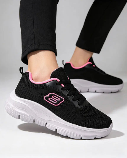 Pantofi sport De dama,Din material Textil,D1398.Negru cu Roz OEM