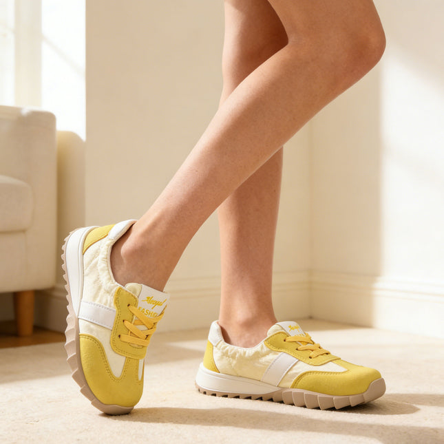 Pantofi sport De dama,Din material Textil,D1378,Galben