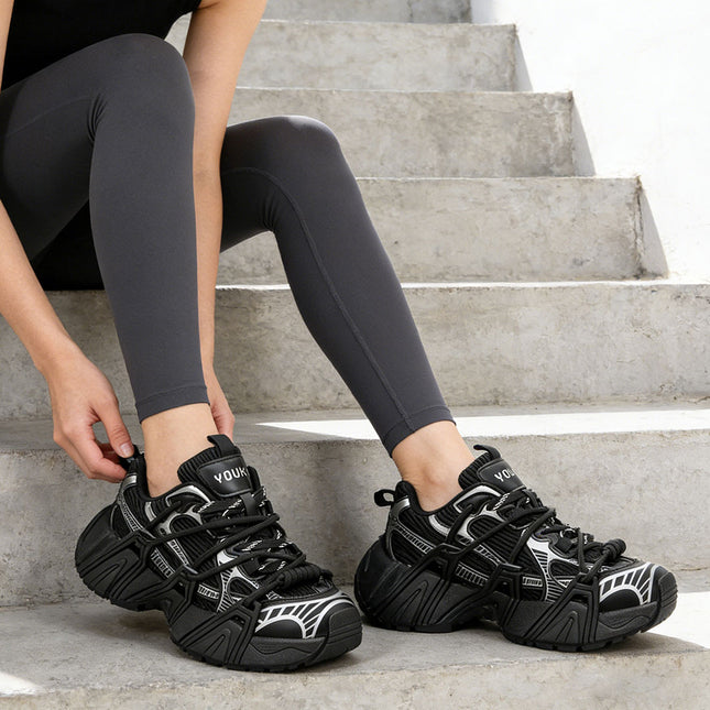 Pantofi sport De dama,cu insertii de plasa,D1383,Negru