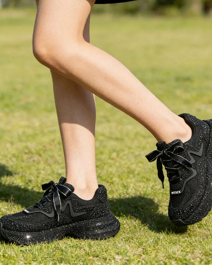 Pantofi Sport De Dama,cu insertii de plasa,Cu pietre,D1385,Negru OEM