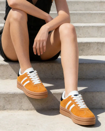 Pantofi sport de dama , din piele ecologica intoarsa,1292,Galben, OEM