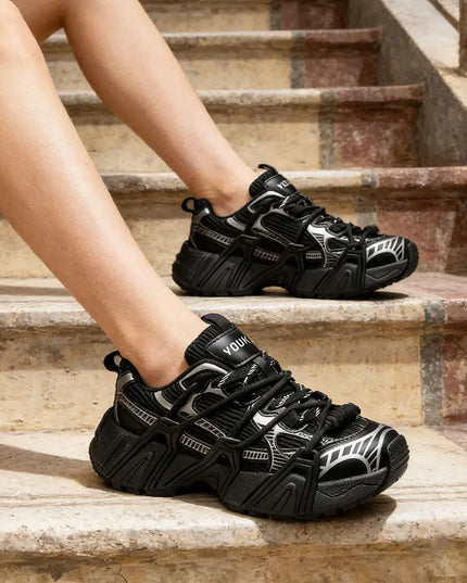 Pantofi sport De dama,cu insertii de plasa,D1383,Negru OEM