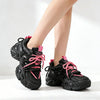 Pantofi Sport De Dama,Din piele Ecologica,Cu Insertii De Paiete,D1363,Negru Cu Roz