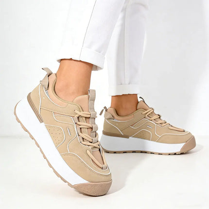 Pantofi sport de dama , Cu Piele ecologica, 1278, Kaki OEM
