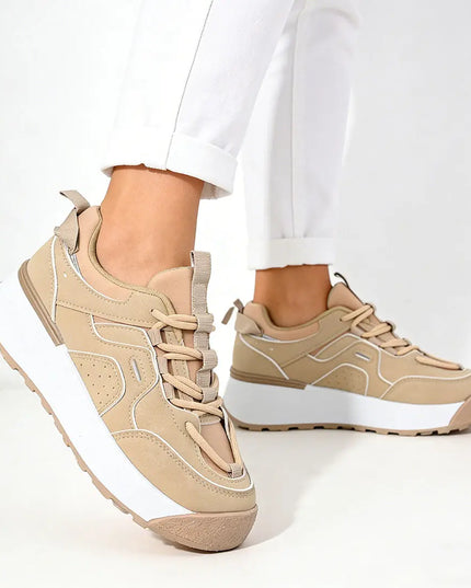 Pantofi sport de dama , Cu Piele ecologica, 1278, Kaki OEM