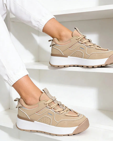 Pantofi sport de dama , Cu Piele ecologica, 1278, Kaki OEM